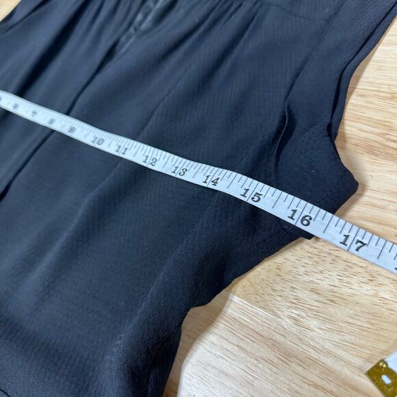 Theory Rev Korka Black Fit & Flare Sleeveless V-neck Crepe Dress Size 4 Piping - Picture 6 of 10